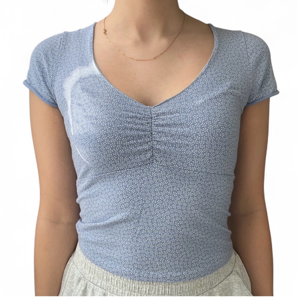 Women's Blue Ruched Top